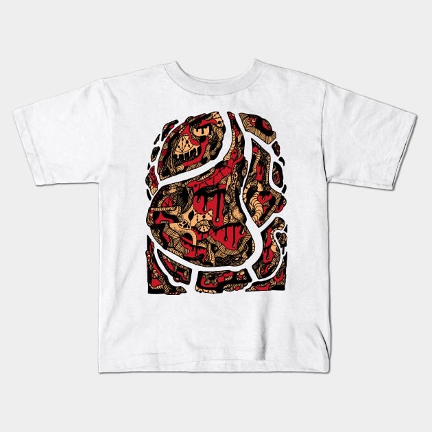 Abstract Wave of Thoughts No 3 - Red and Cream Kids T-Shirt by kenallouis